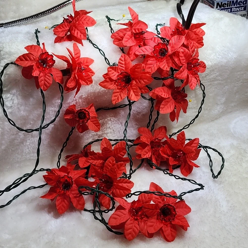Vintage Silk Poinsettia lights